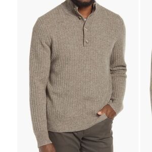 Vince LUXURIOUS MERINO Wool Blend Mock Neck Henley Sweater Ribbed Men’s XXL 2XL